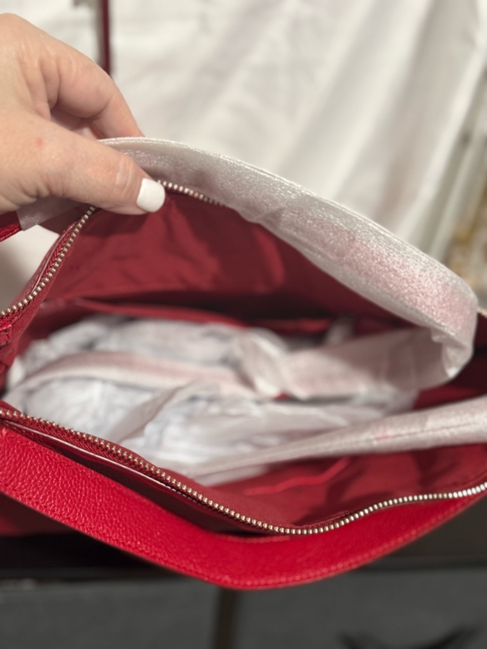 Coach Red Pebbled Leather Hobo Bag - Picture 3 of 4